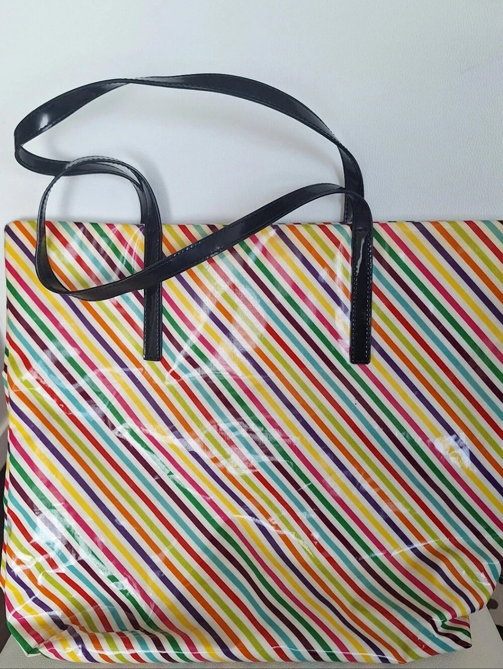 Kate Spade Rainbow Shopper Tote & Matching Pouch EUC